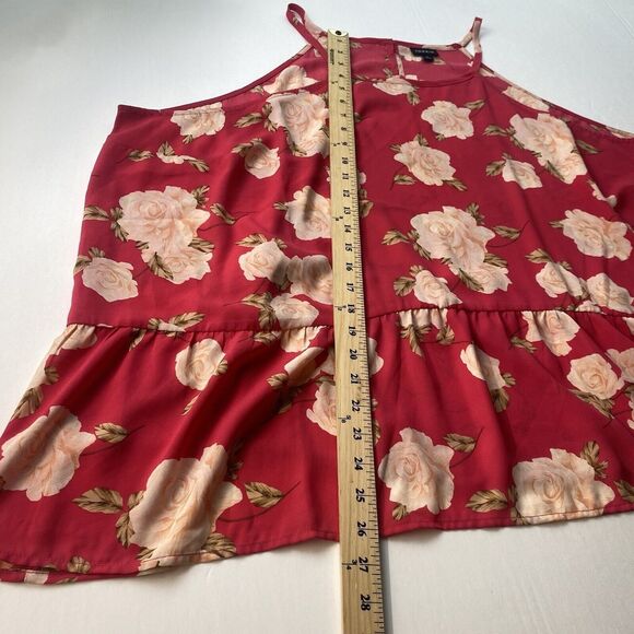 Torrid Blouse Pink Floral Roses Chiffon Straps Sleeveless Wome  Sz 4 Top Spring - Picture 5 of 15